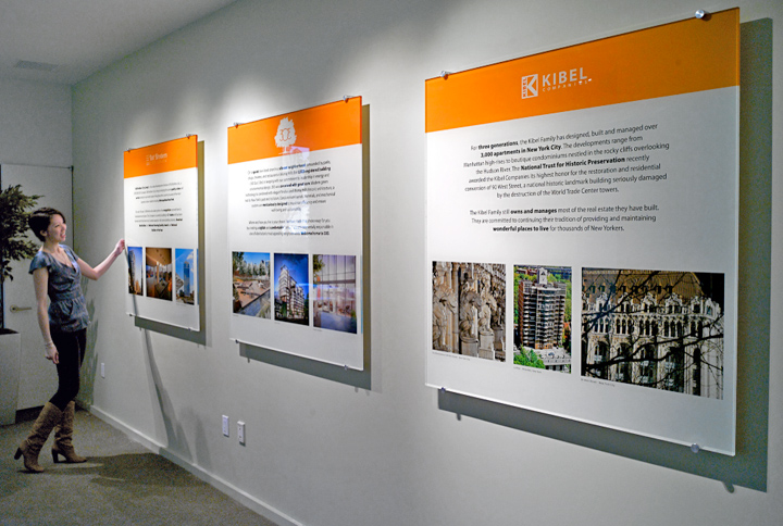 Kibel-Plexi-p Standoff-mounted acrylic panels with printed informational graphics